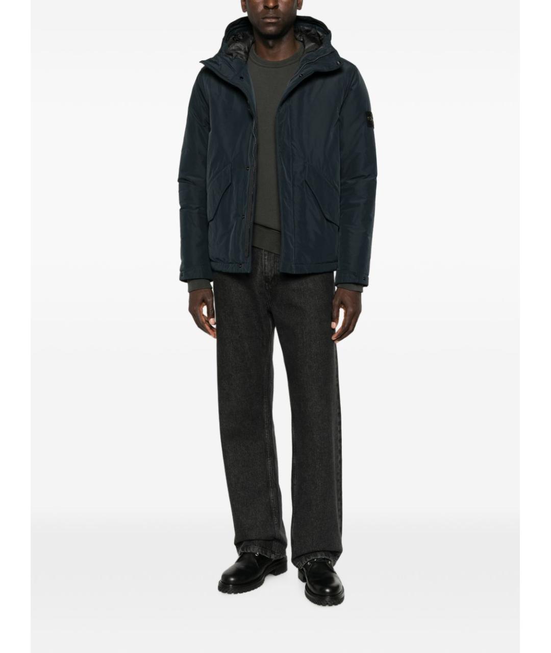 STONE ISLAND Темно-синяя полиэстеровая куртка, фото 3