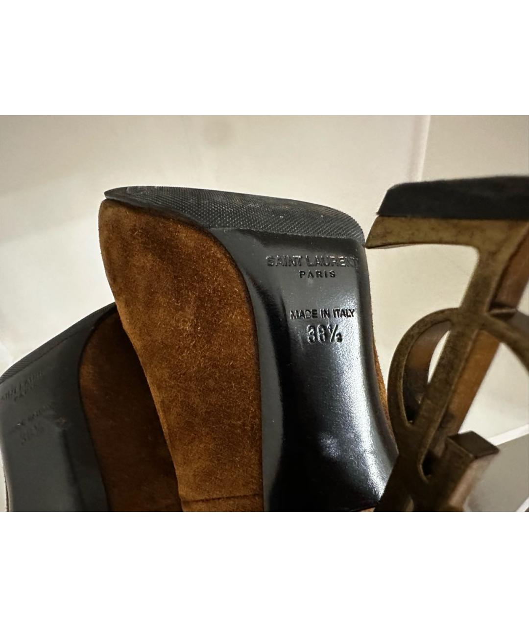 SAINT LAURENT Коричневые замшевые туфли, фото 5
