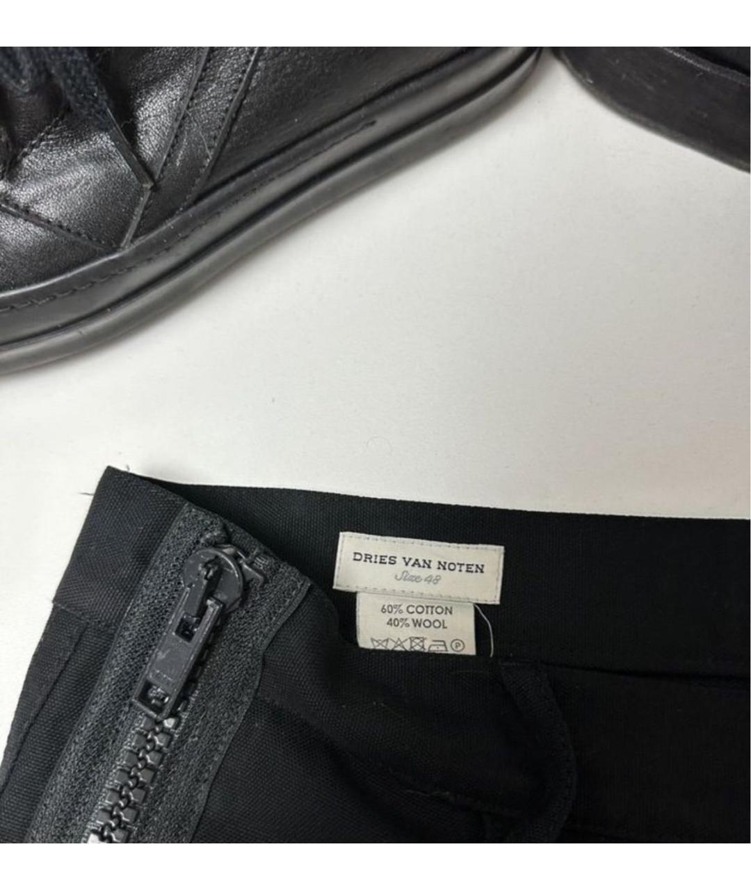 DRIES VAN NOTEN Черные хлопковые классические брюки, фото 5