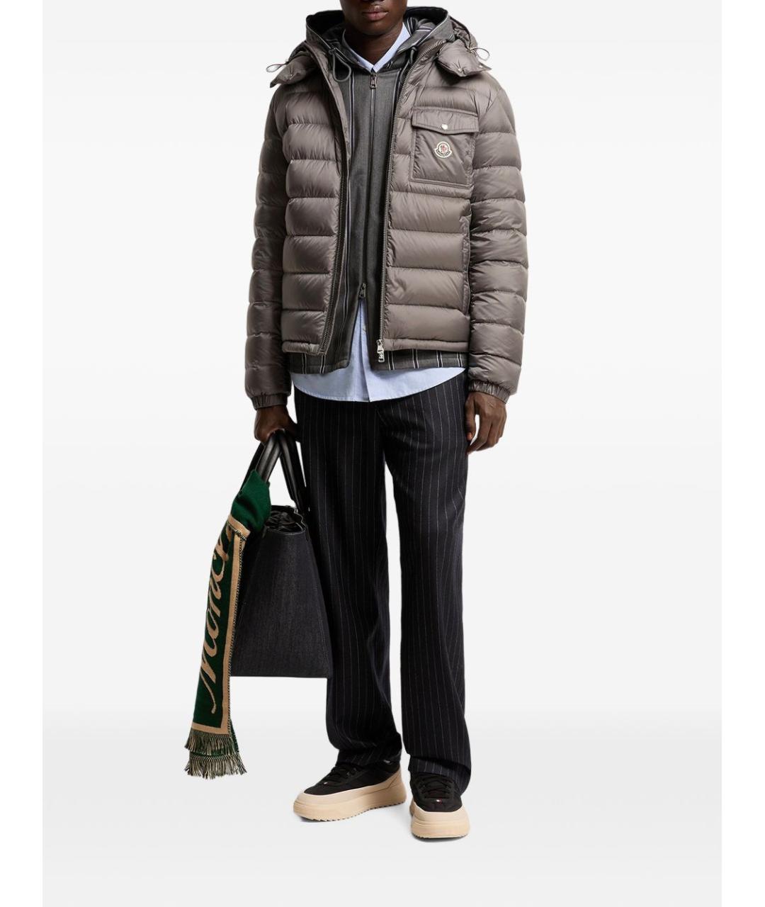 MONCLER Серая полиамидовая куртка, фото 3