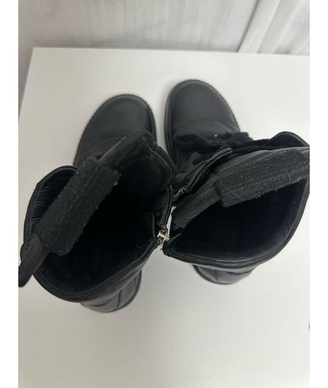 RICK OWENS Черные кожаные высокие ботинки, фото 3