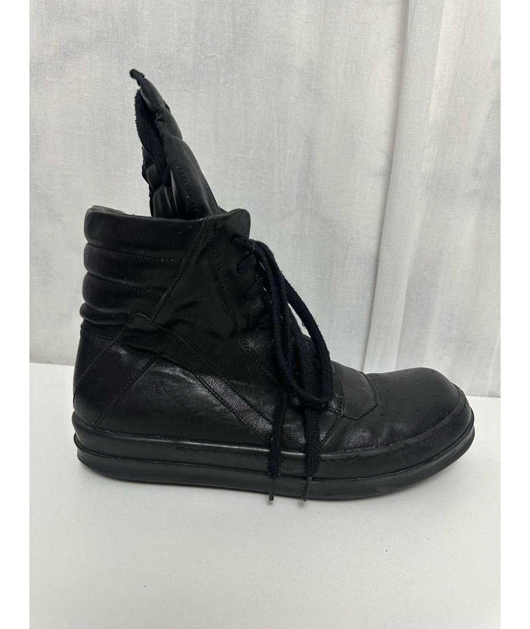 RICK OWENS Черные кожаные высокие ботинки, фото 5