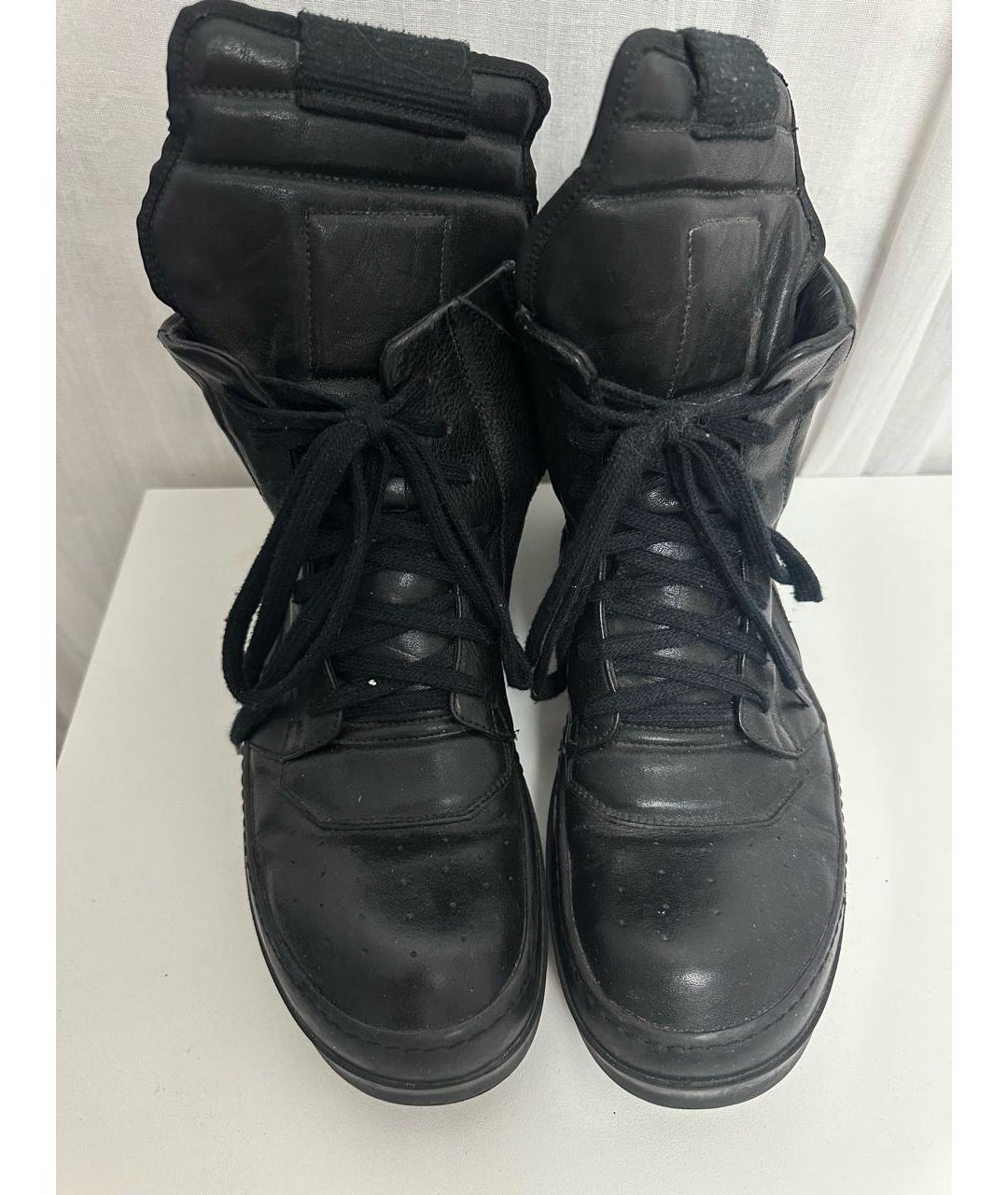 RICK OWENS Черные кожаные высокие ботинки, фото 2