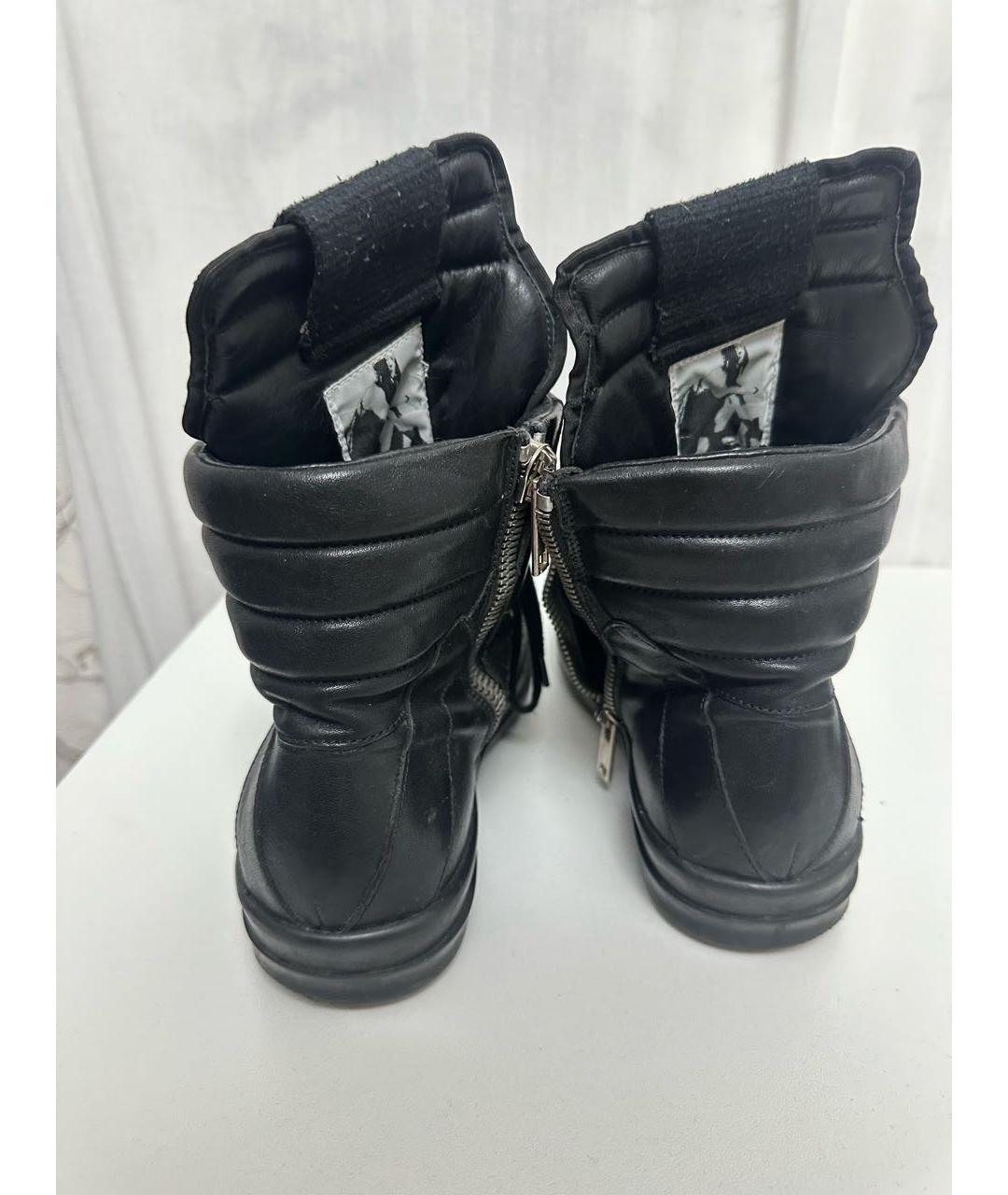 RICK OWENS Черные кожаные высокие ботинки, фото 4