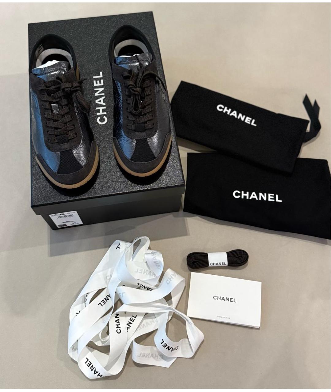 CHANEL Черные кожаные кеды, фото 6