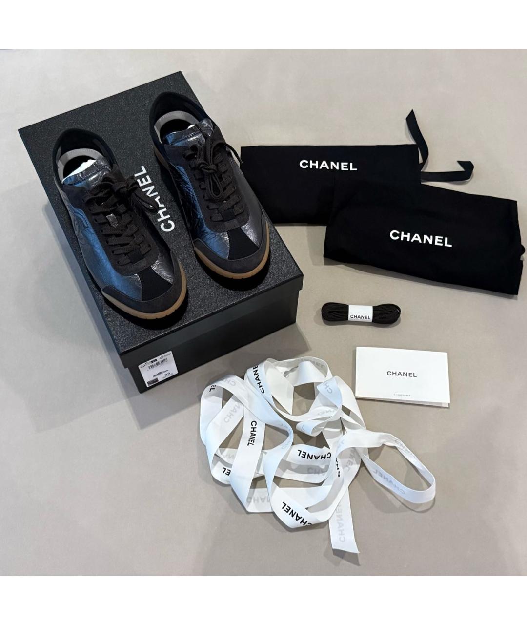 CHANEL Черные кожаные кеды, фото 5