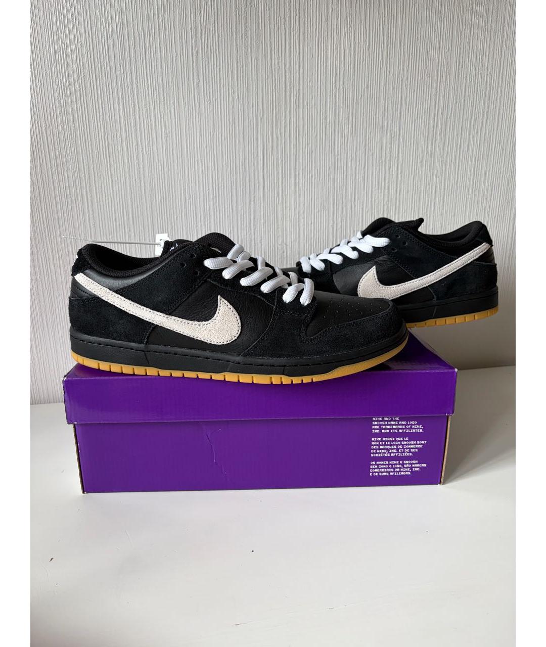 NIKE Черные кожаные низкие кроссовки / кеды, фото 4