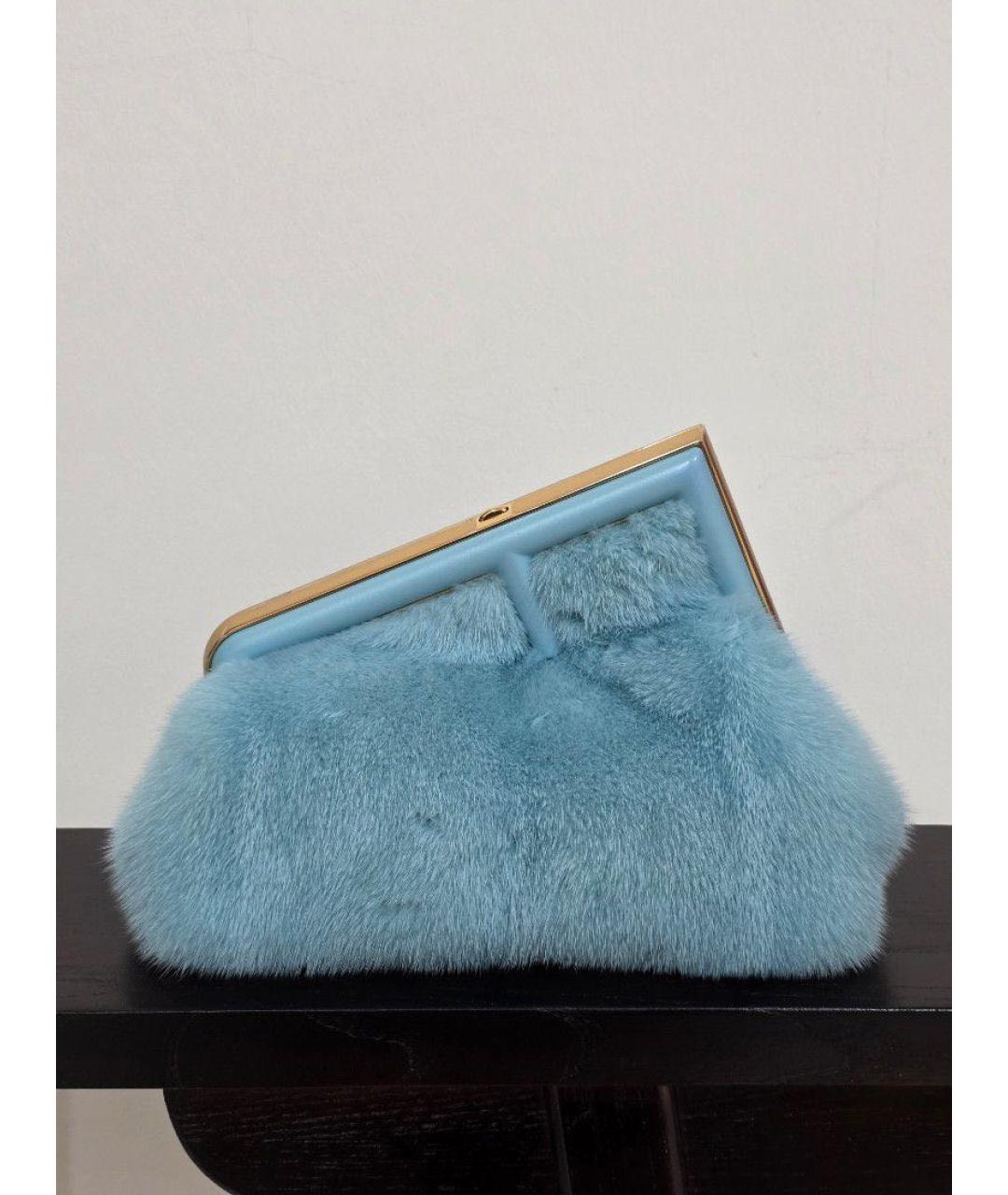 FENDI Голубая кожаная сумка через плечо, фото 2
