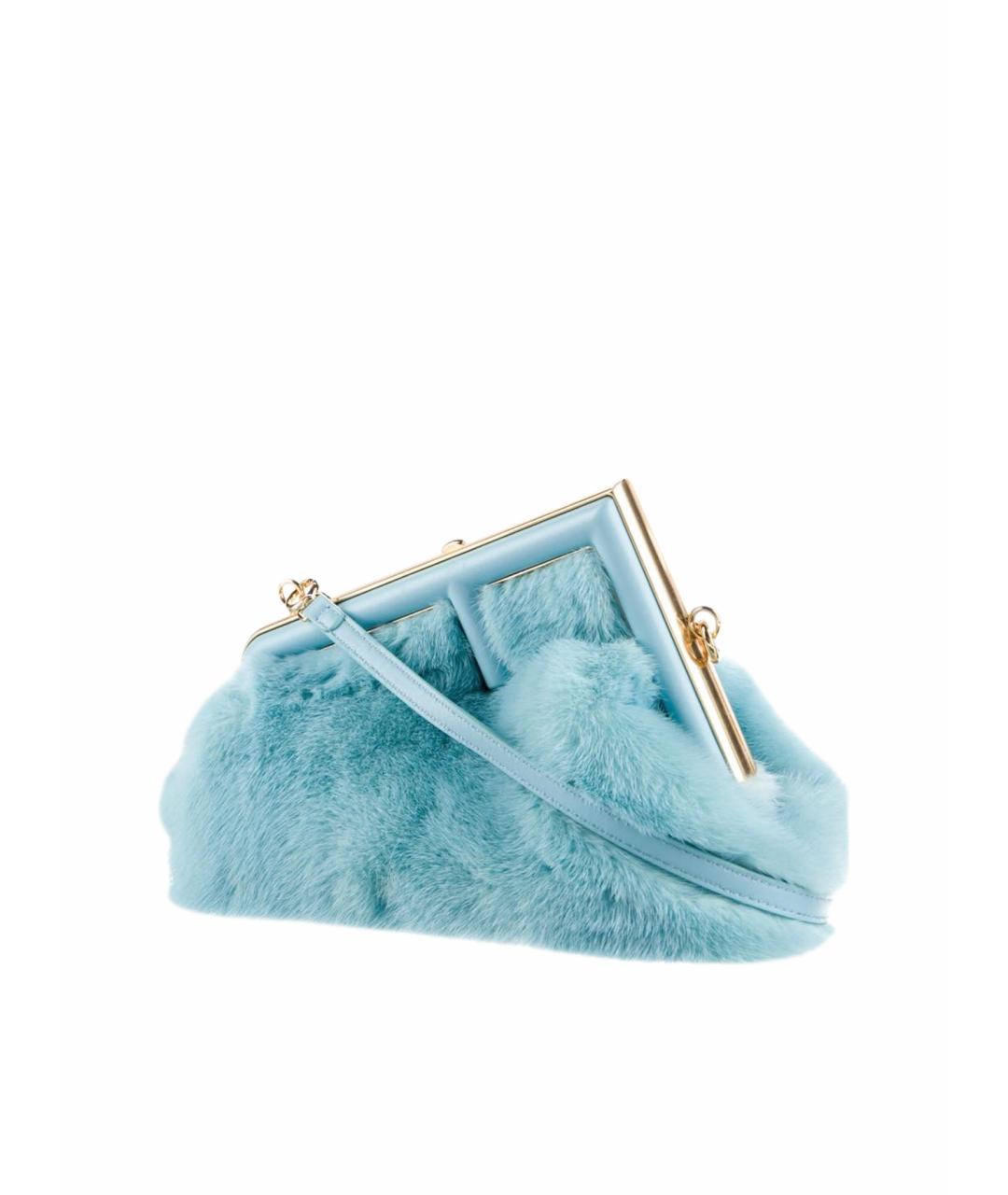 FENDI Голубая кожаная сумка через плечо, фото 1