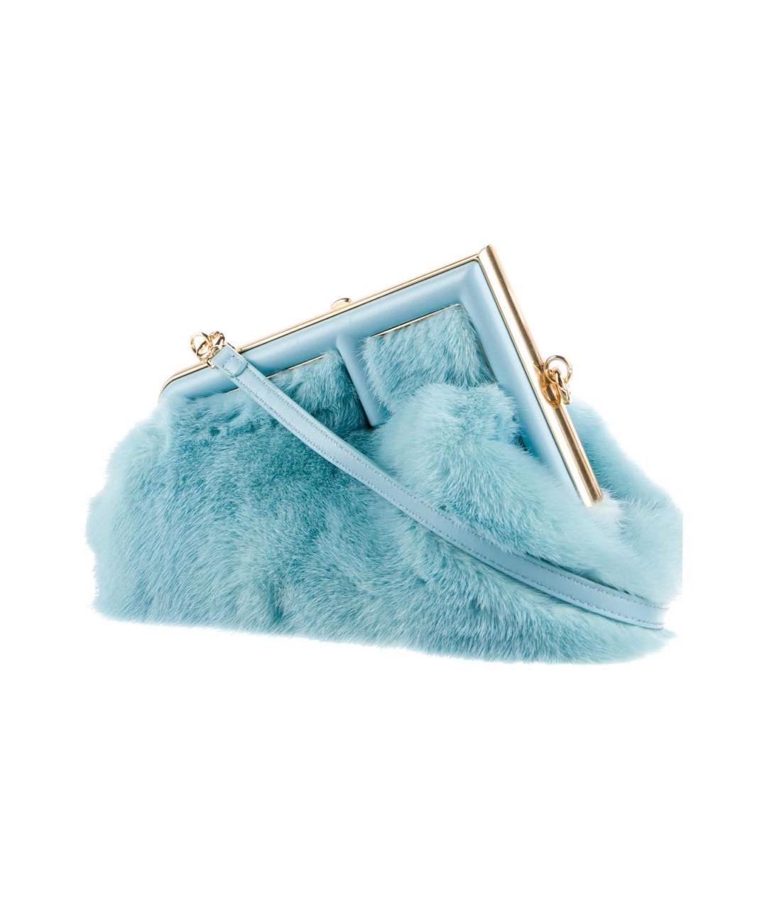 FENDI Голубая кожаная сумка через плечо, фото 4