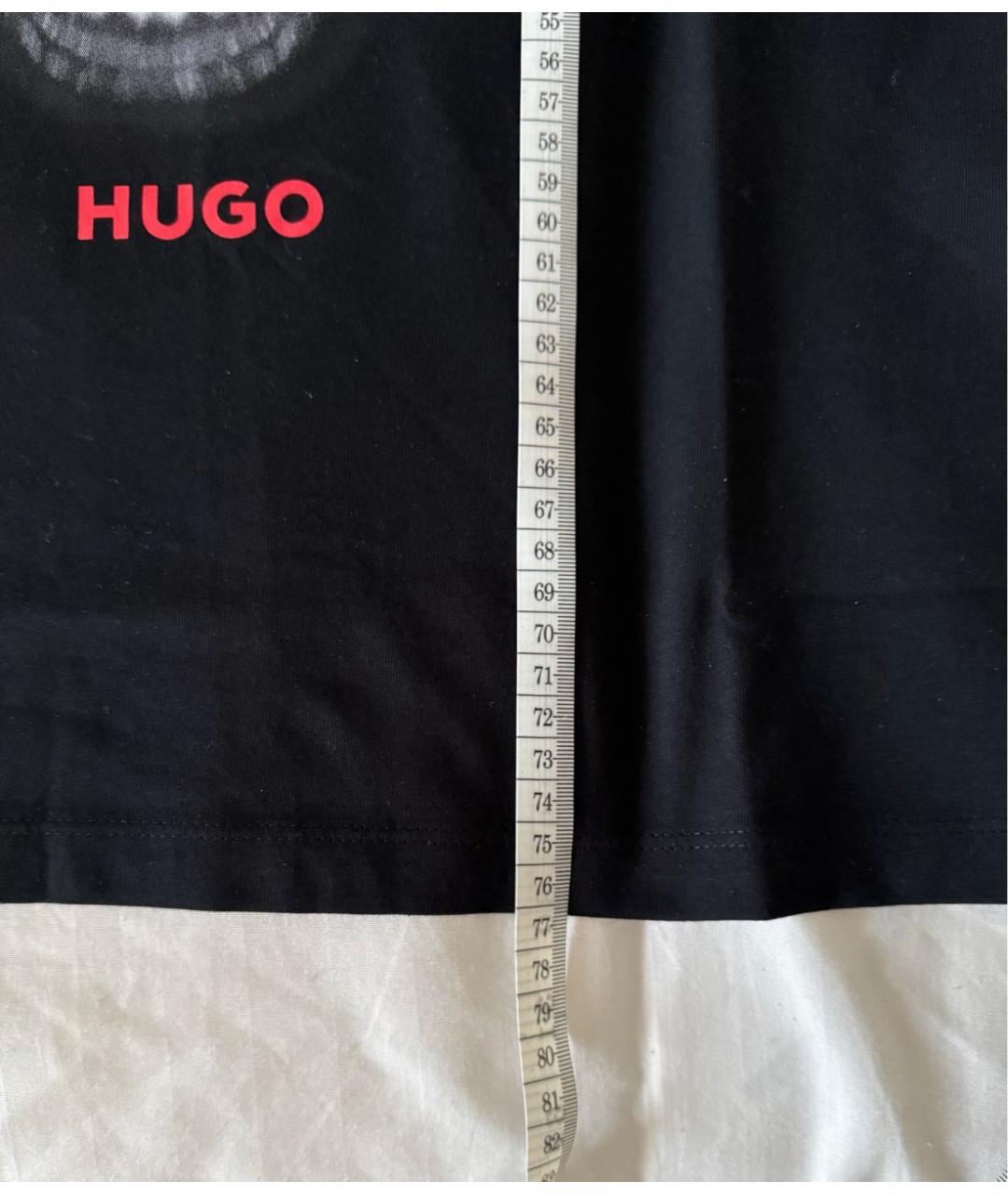 HUGO Черная хлопковая футболка, фото 8