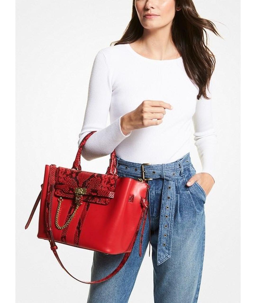 MICHAEL MICHAEL KORS Красная кожаная сумка с короткими ручками, фото 7