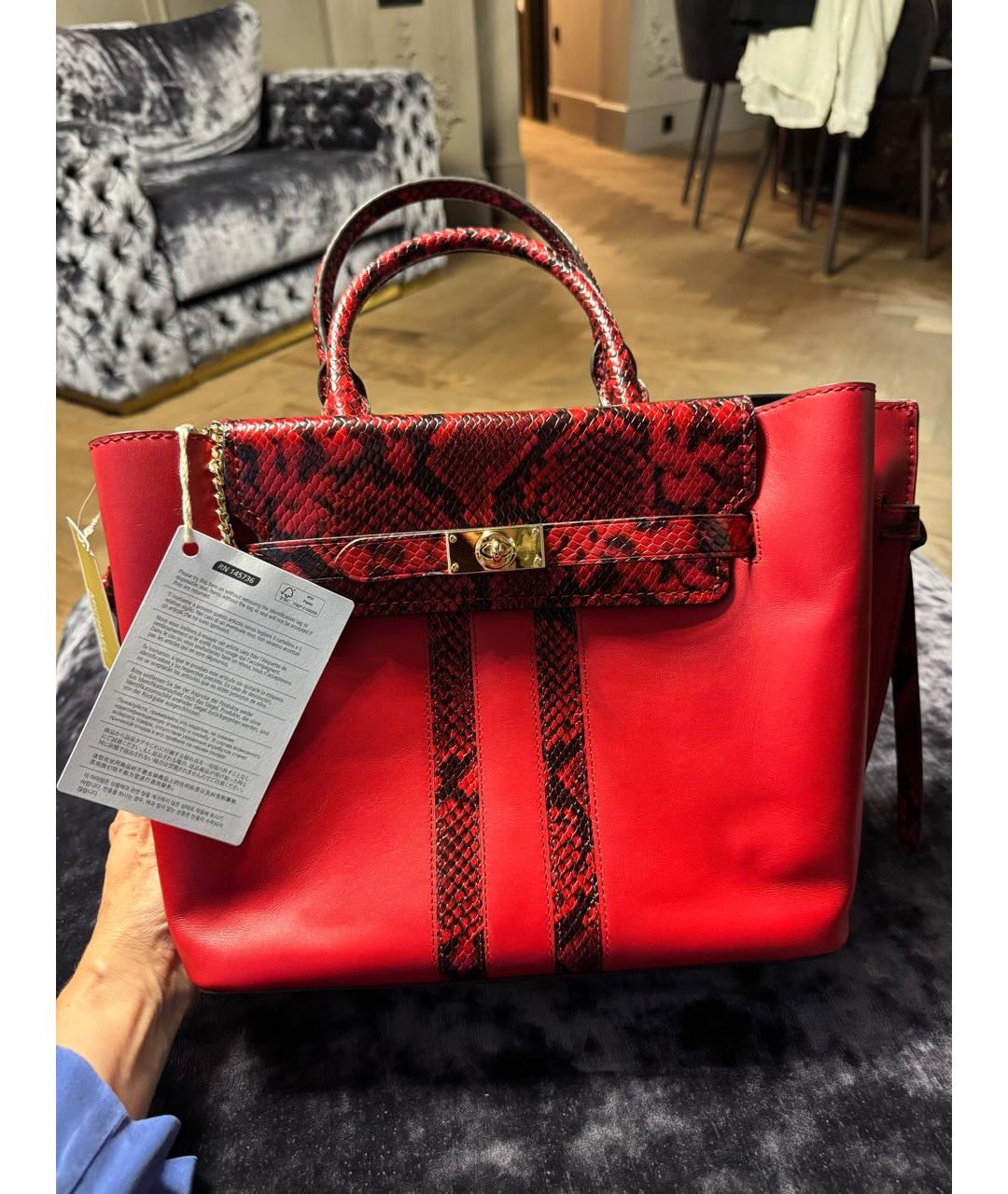 MICHAEL MICHAEL KORS Красная кожаная сумка с короткими ручками, фото 2