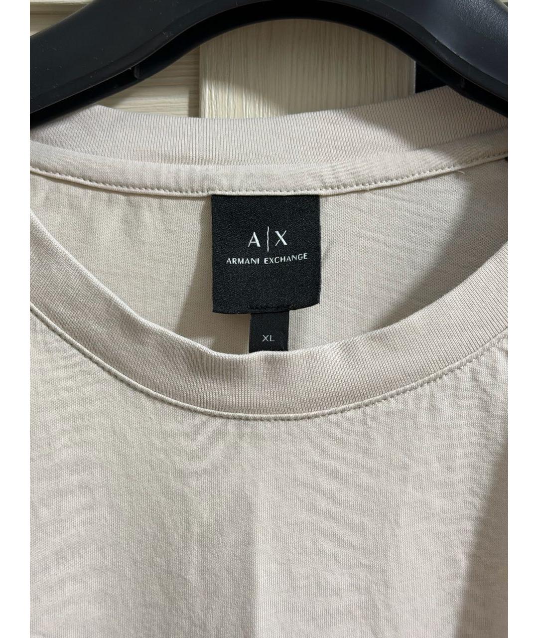 ARMANI EXCHANGE Бежевая хлопковая футболка, фото 3