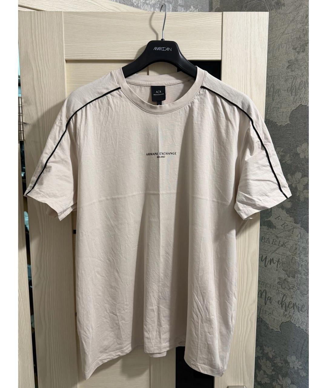 ARMANI EXCHANGE Бежевая хлопковая футболка, фото 9