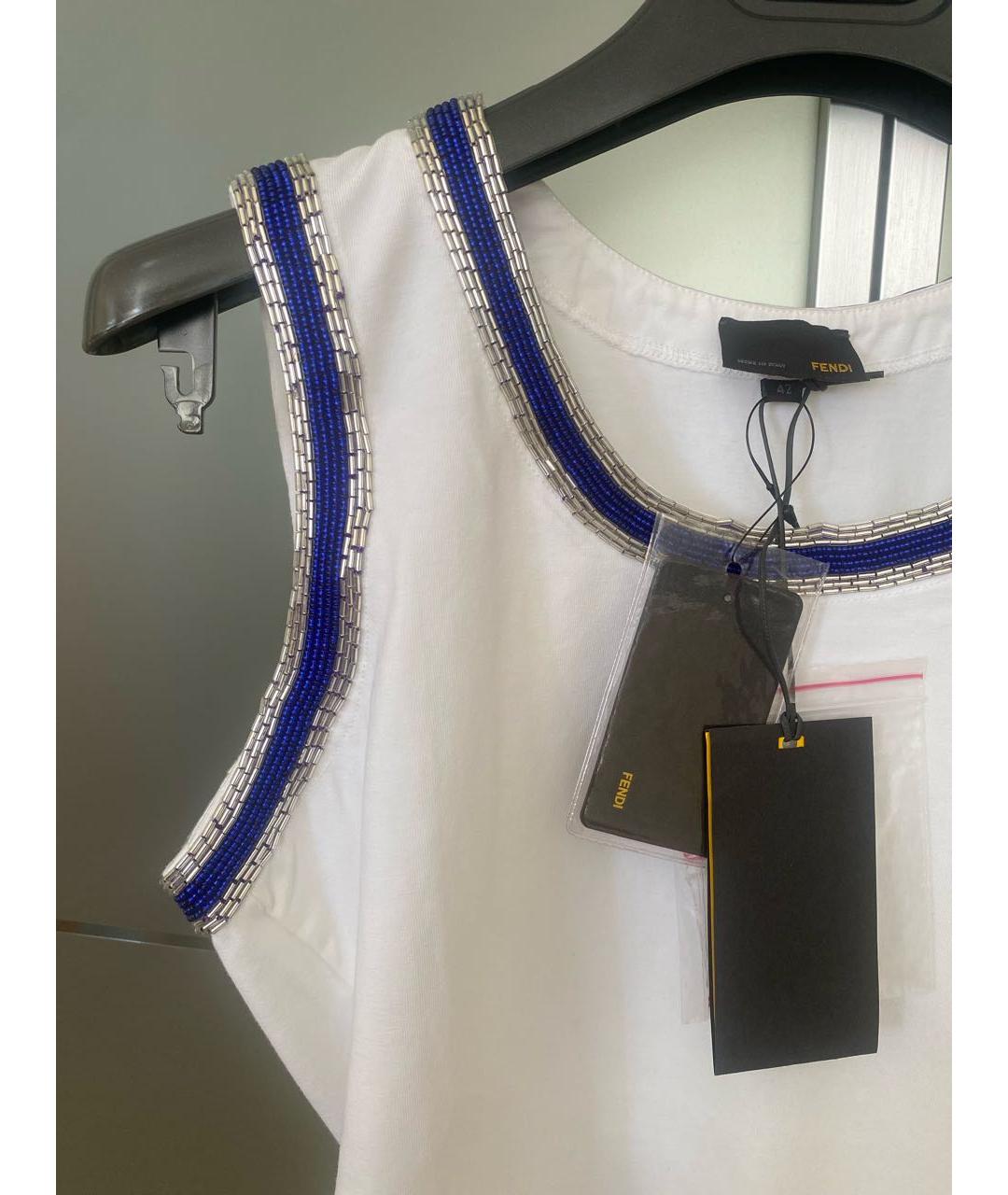 FENDI Белая хлопко-эластановая блузы, фото 4