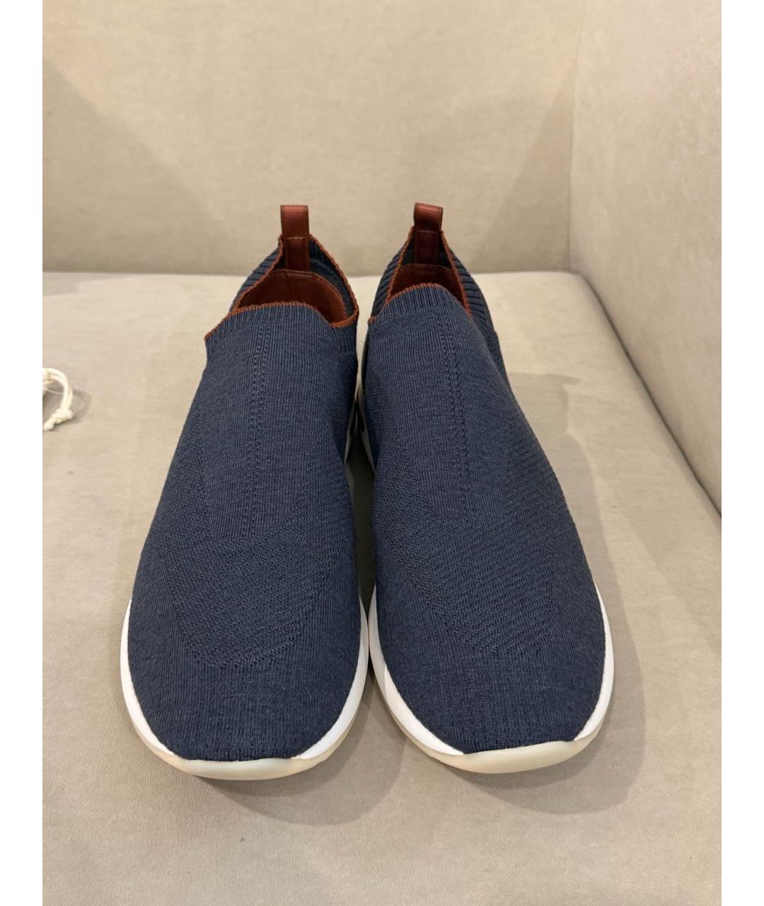 LORO PIANA Антрацитовые текстильные низкие кроссовки / кеды, фото 2