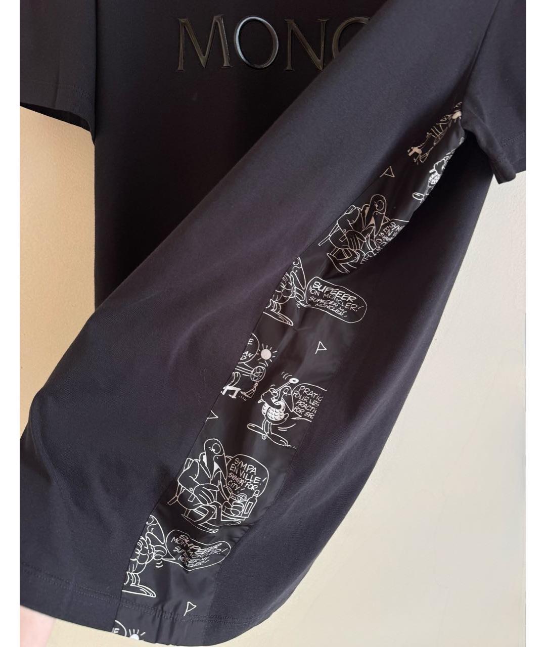 MONCLER Черная хлопковая футболка, фото 7