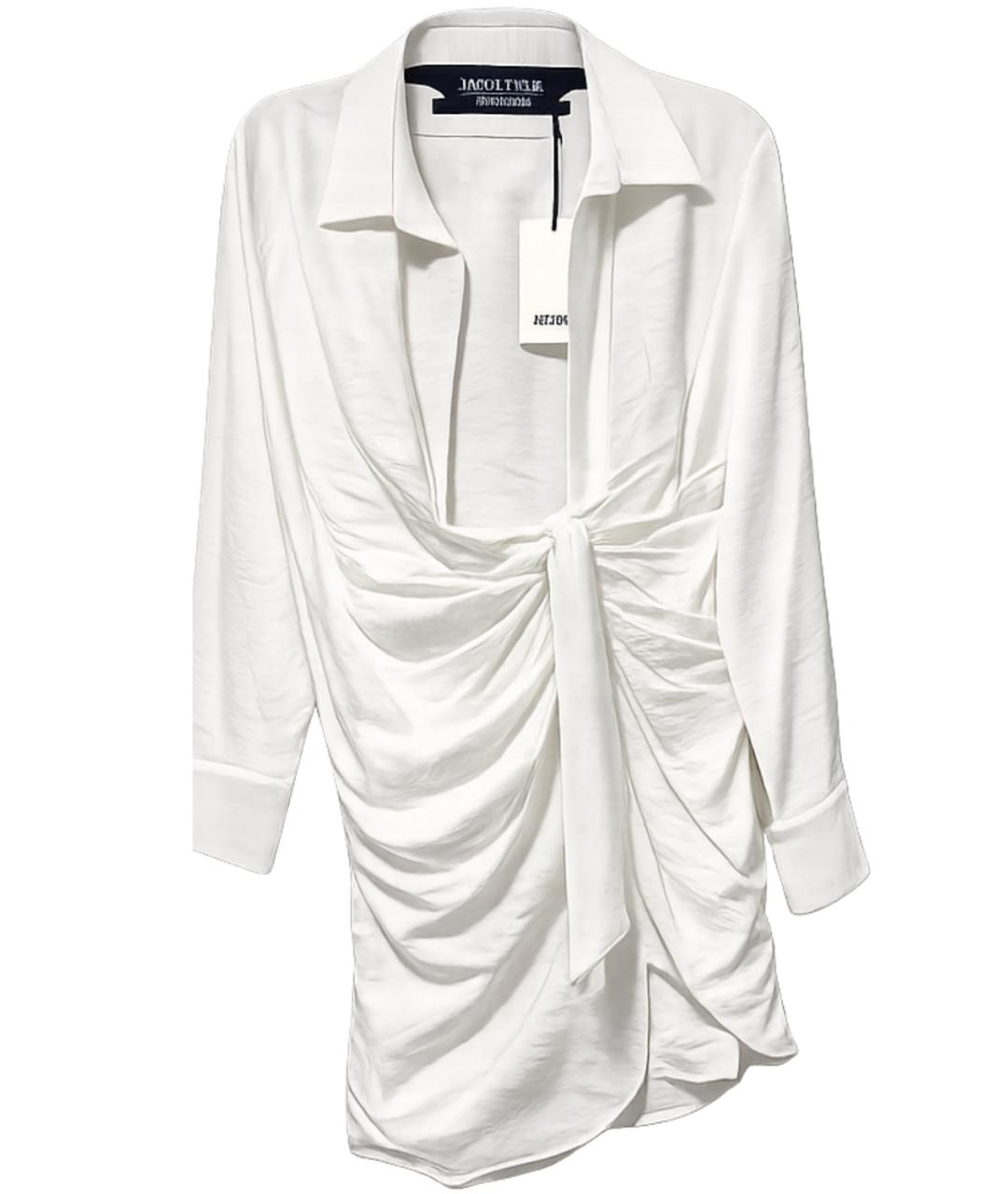 JACQUEMUS Белое вискозное коктейльное платье, фото 5