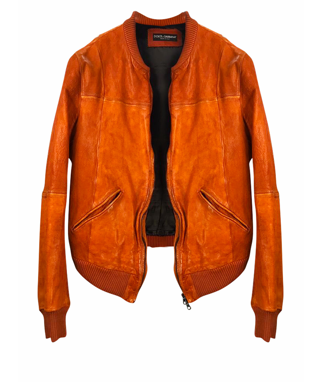 DOLCE&GABBANA Оранжевая кожаная куртка, фото 1