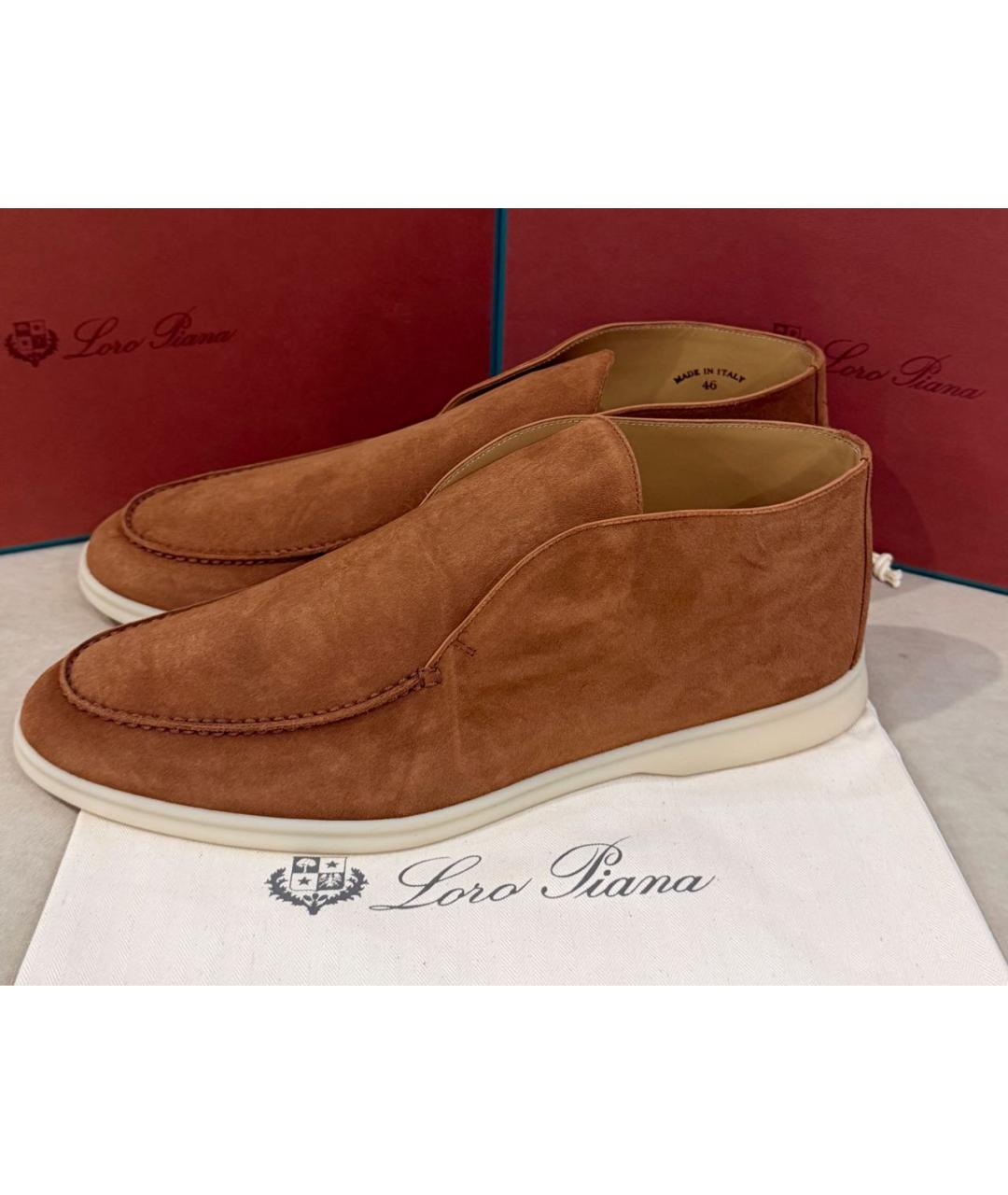 LORO PIANA Оранжевые замшевые высокие ботинки, фото 6