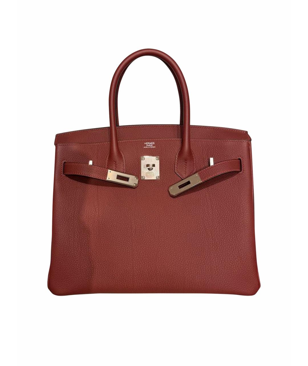 HERMES Бордовая кожаная сумка тоут, фото 1