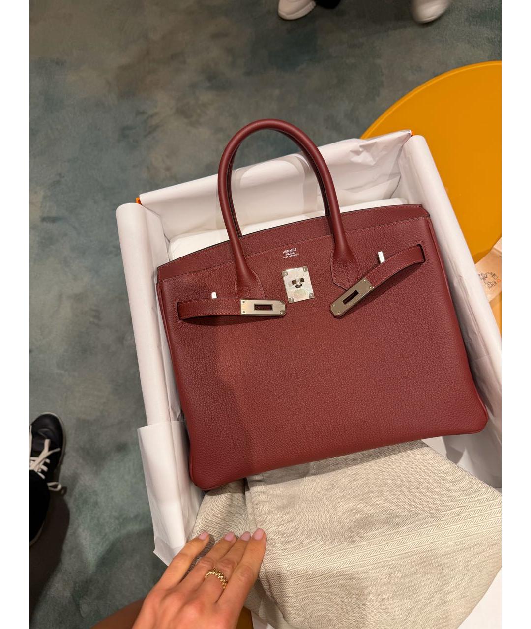 HERMES Бордовая кожаная сумка тоут, фото 2