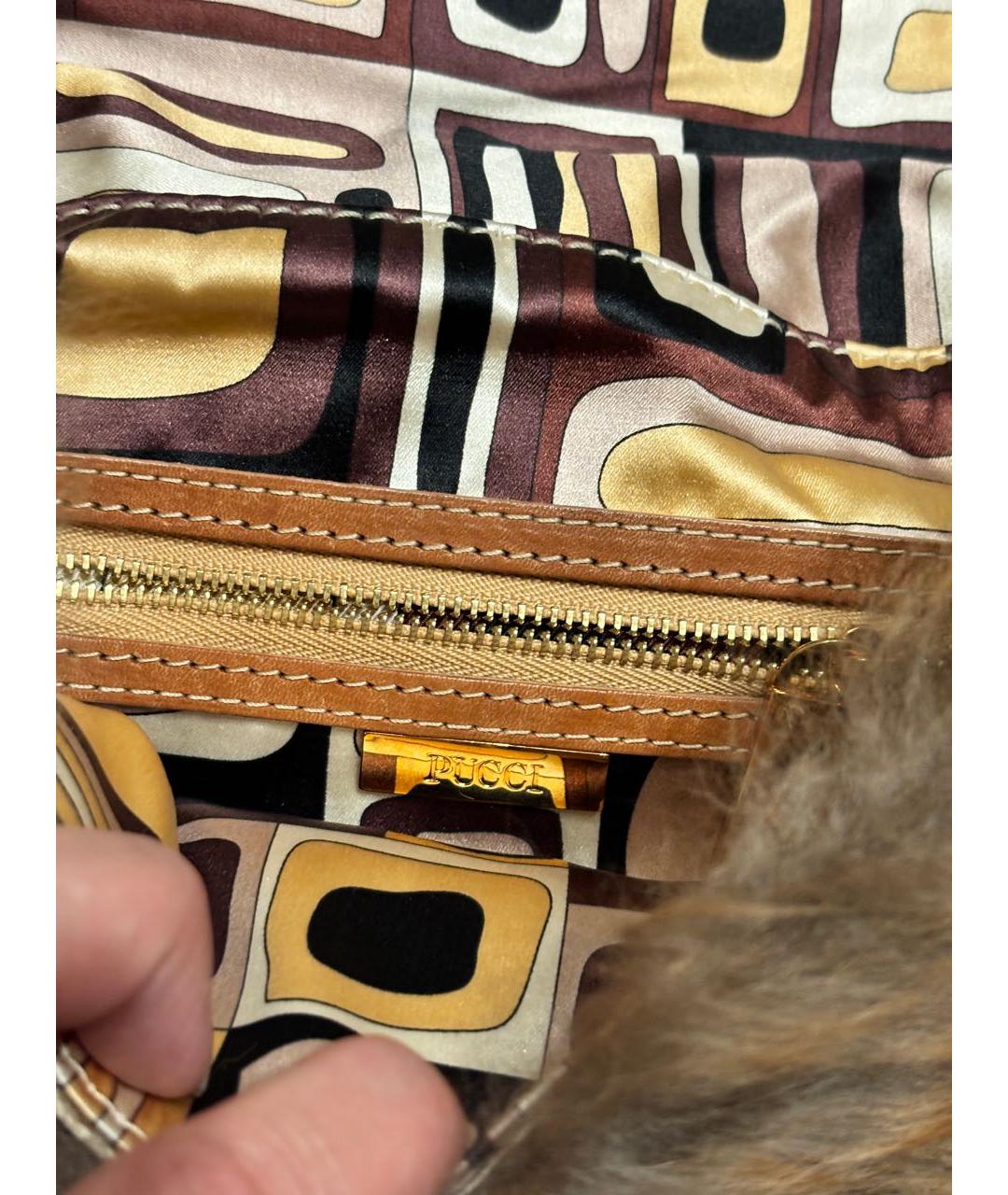 PUCCI Коричневая меховая сумка на плечо, фото 4