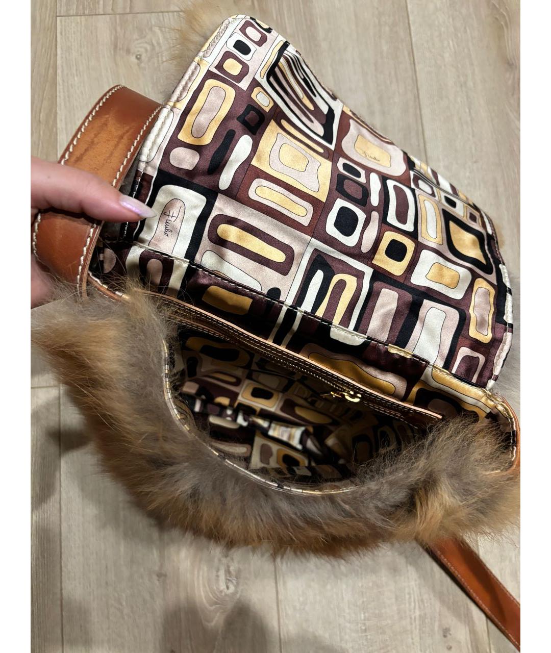 PUCCI Коричневая меховая сумка на плечо, фото 3