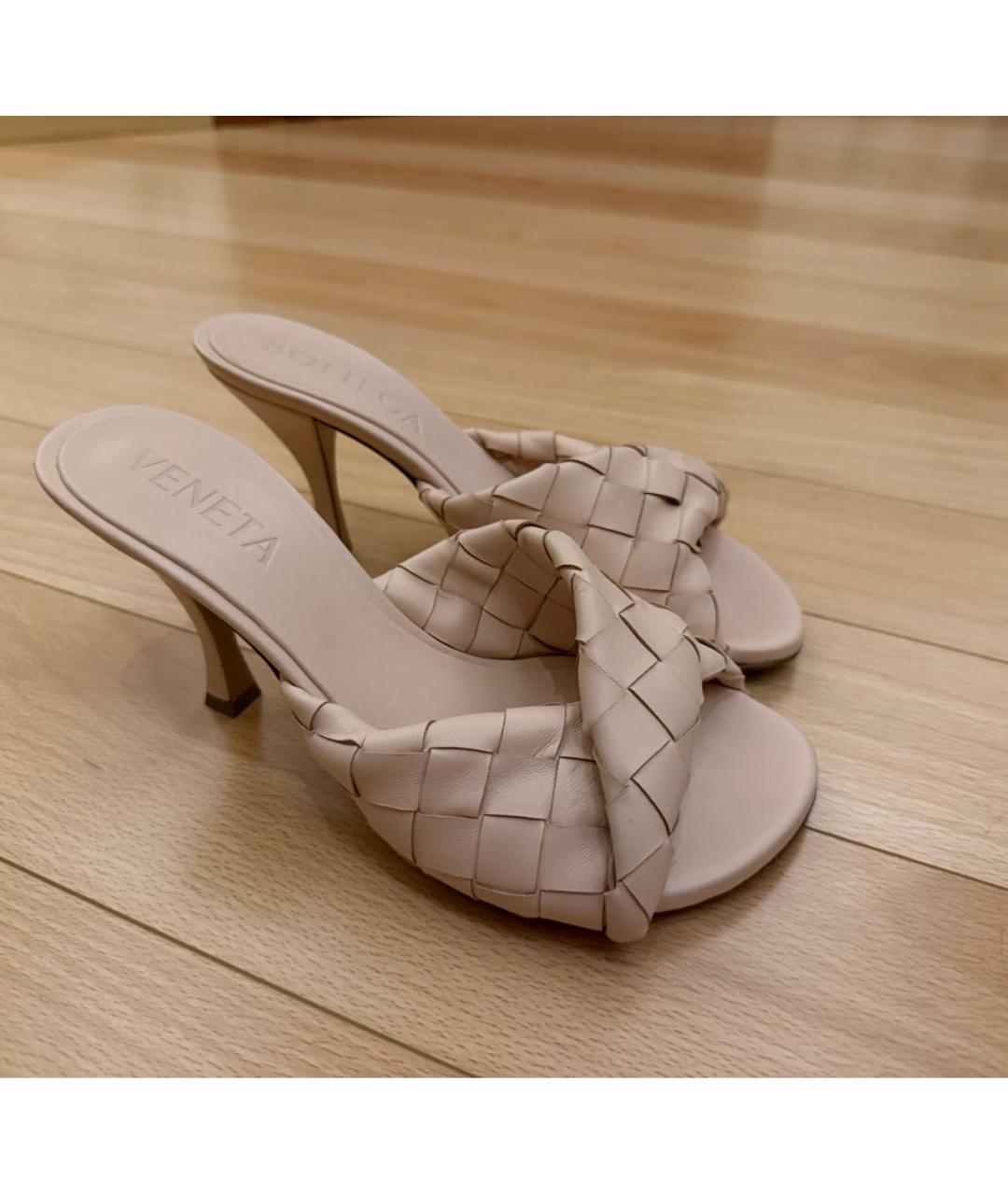 BOTTEGA VENETA Розовые кожаные мюли, фото 2