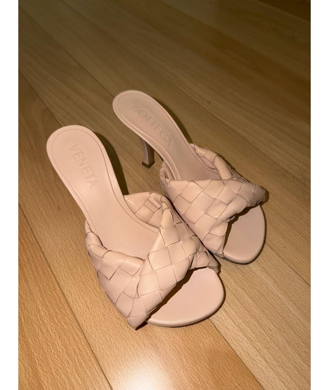 BOTTEGA VENETA Розовые кожаные мюли, фото 3