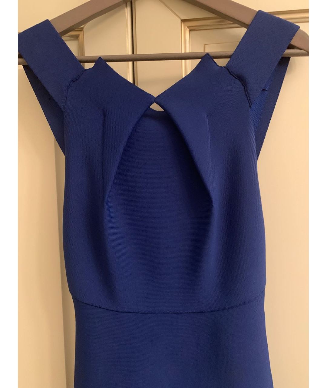 ROLAND MOURET Синее вискозное коктейльное платье, фото 4