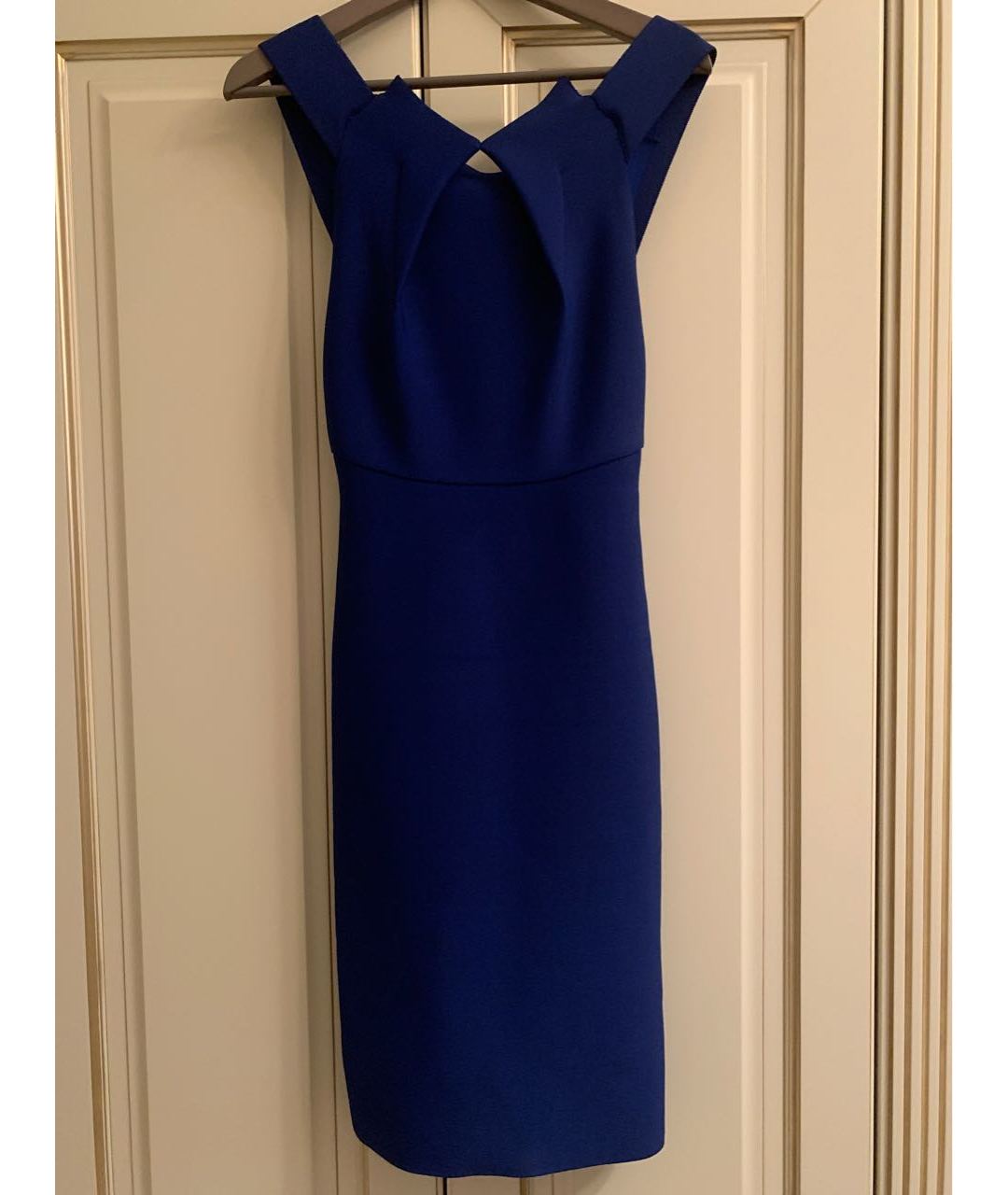 ROLAND MOURET Синее вискозное коктейльное платье, фото 6