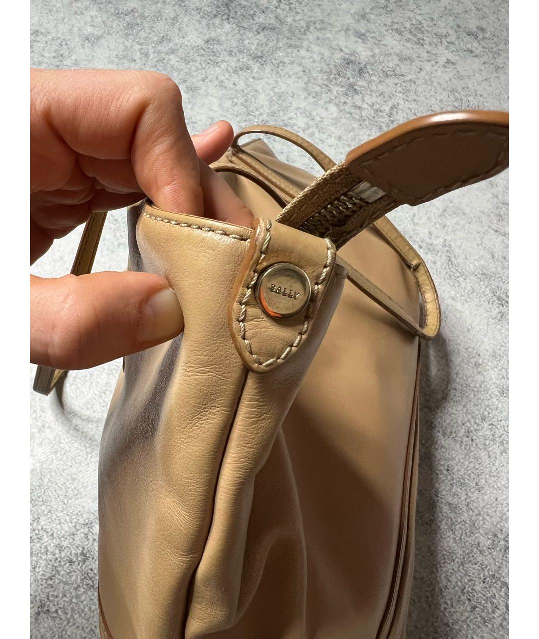 BALLY Бежевая кожаная сумка тоут, фото 7