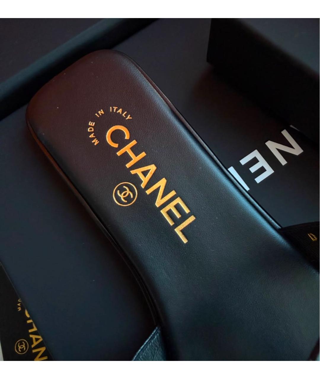 CHANEL Черные кожаные босоножки, фото 3