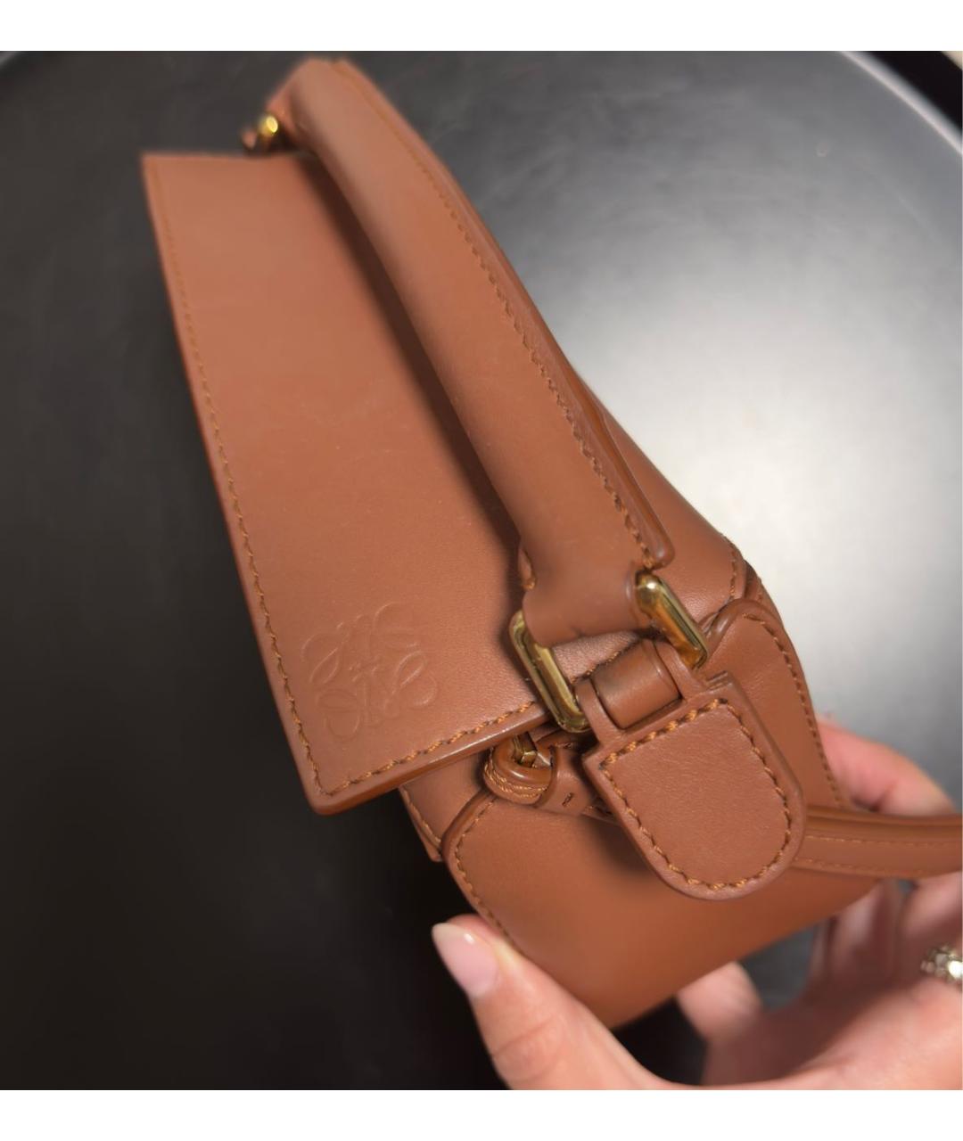 LOEWE Коричневая кожаная сумка через плечо, фото 3