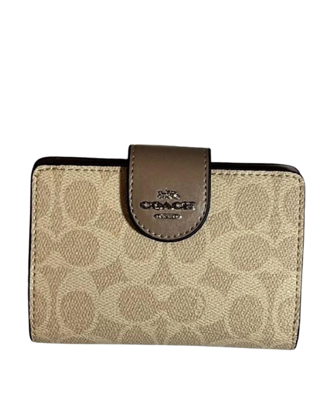 COACH Бежевый кошелек из искусственной кожи, фото 1
