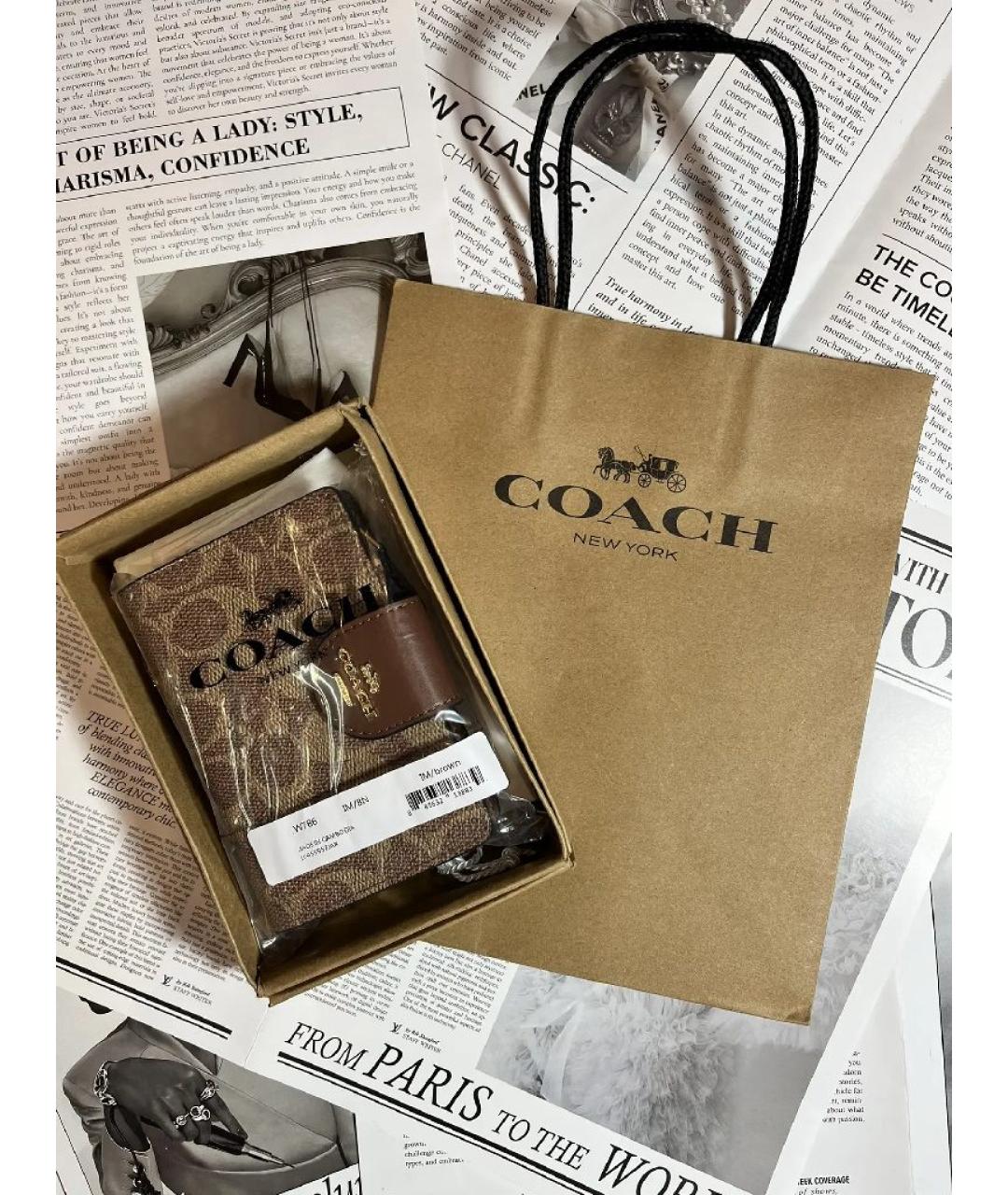 COACH Коричневый кошелек из искусственной кожи, фото 7