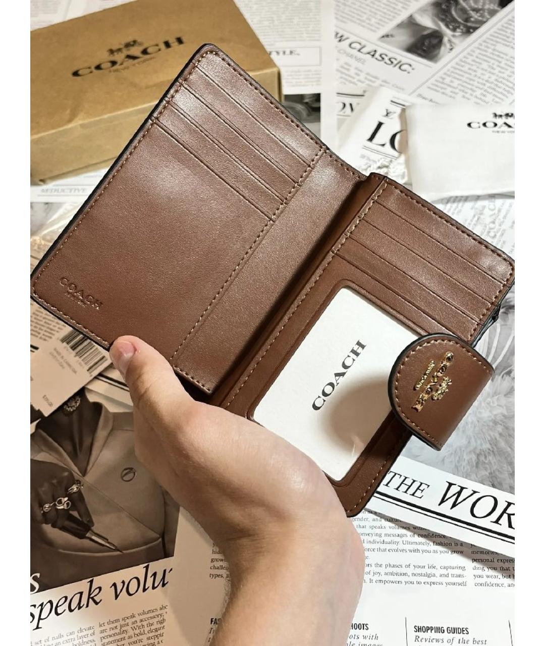 COACH Коричневый кошелек из искусственной кожи, фото 4