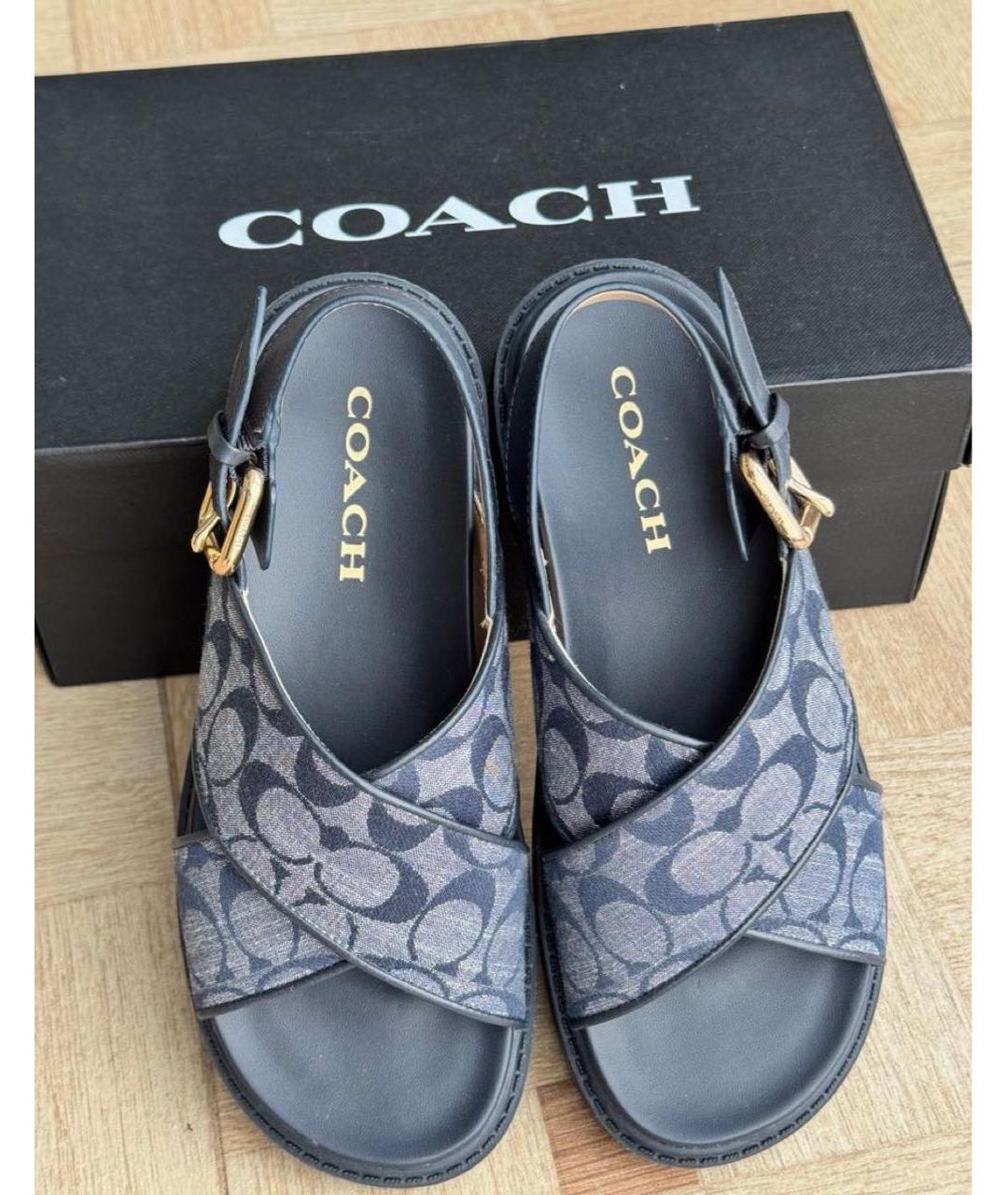 COACH Темно-синие кожаные сандалии, фото 2