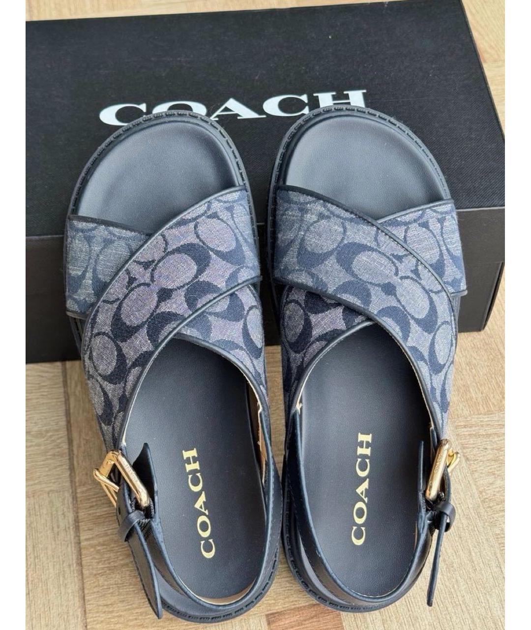 COACH Темно-синие кожаные сандалии, фото 3