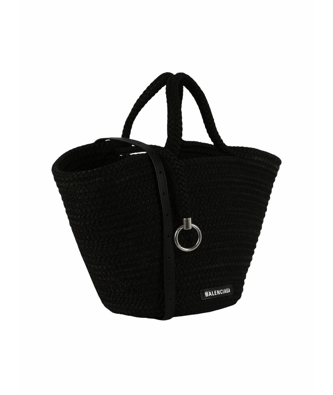 BALENCIAGA Черная плетеная пляжная сумка, фото 1
