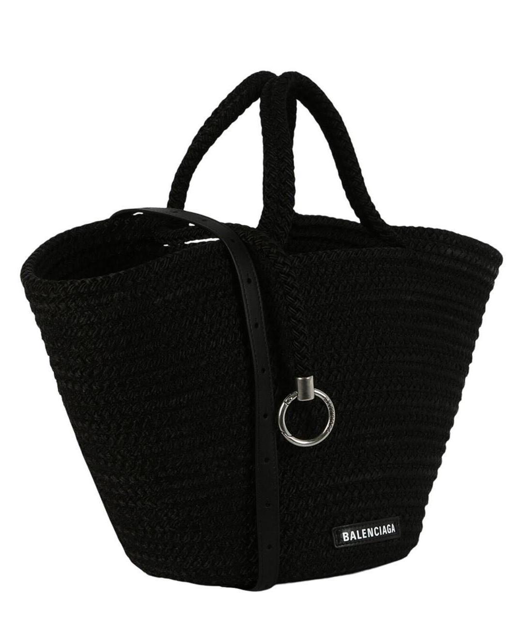 BALENCIAGA Черная плетеная пляжная сумка, фото 2