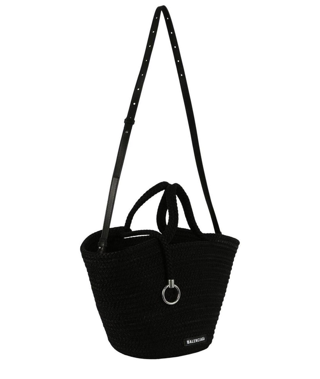 BALENCIAGA Черная плетеная пляжная сумка, фото 3