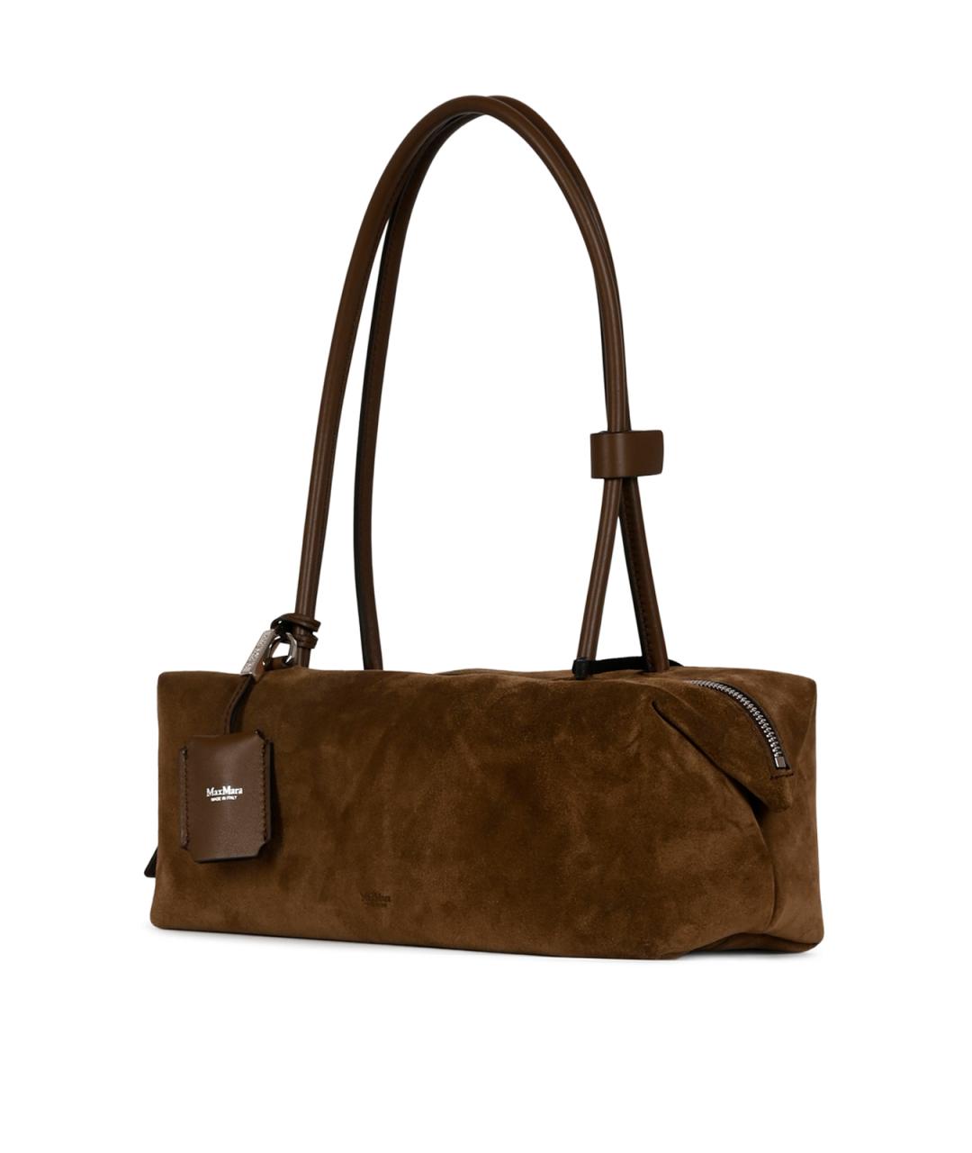 MAX MARA Коричневая замшевая сумка с короткими ручками, фото 2