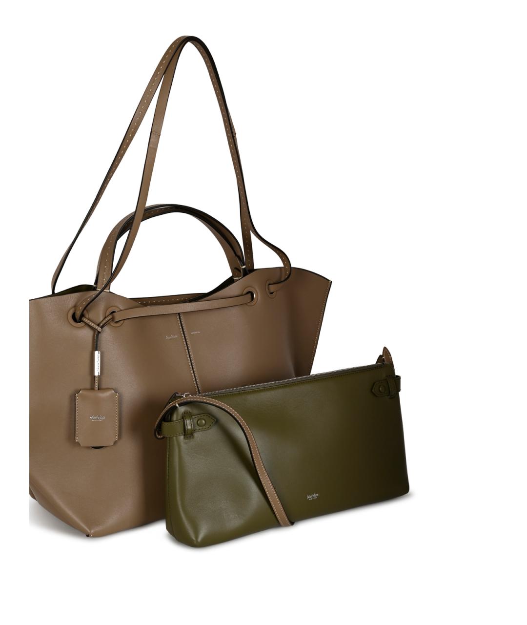 MAX MARA Коричневая кожаная сумка тоут, фото 7