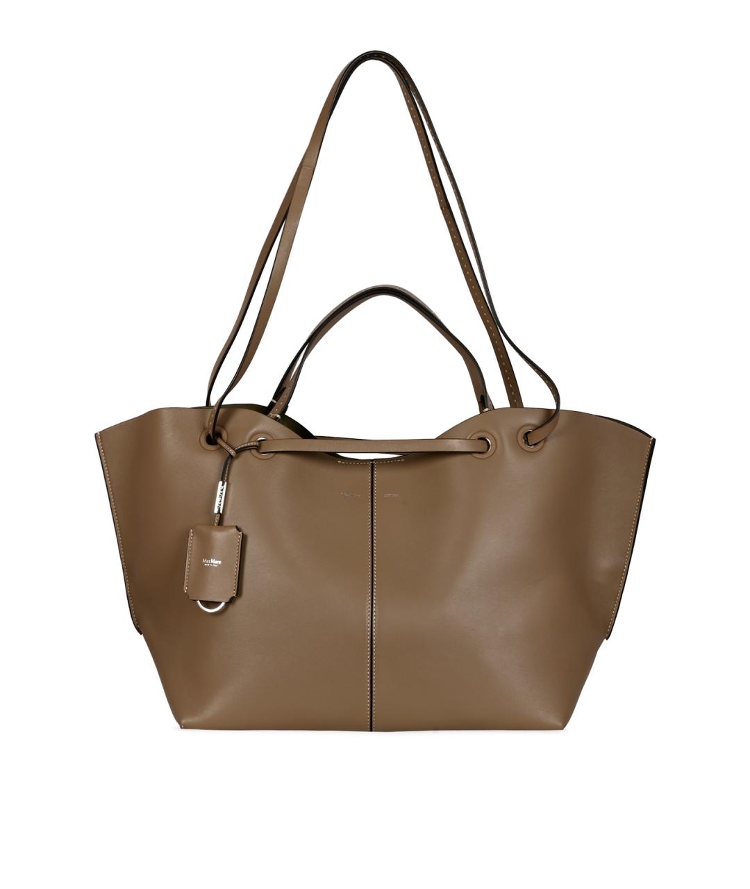 MAX MARA Коричневая кожаная сумка тоут, фото 1