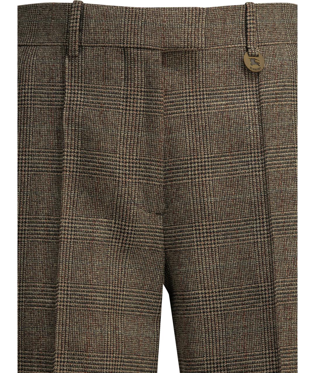 BURBERRY Коричневые шерстяные прямые брюки, фото 3