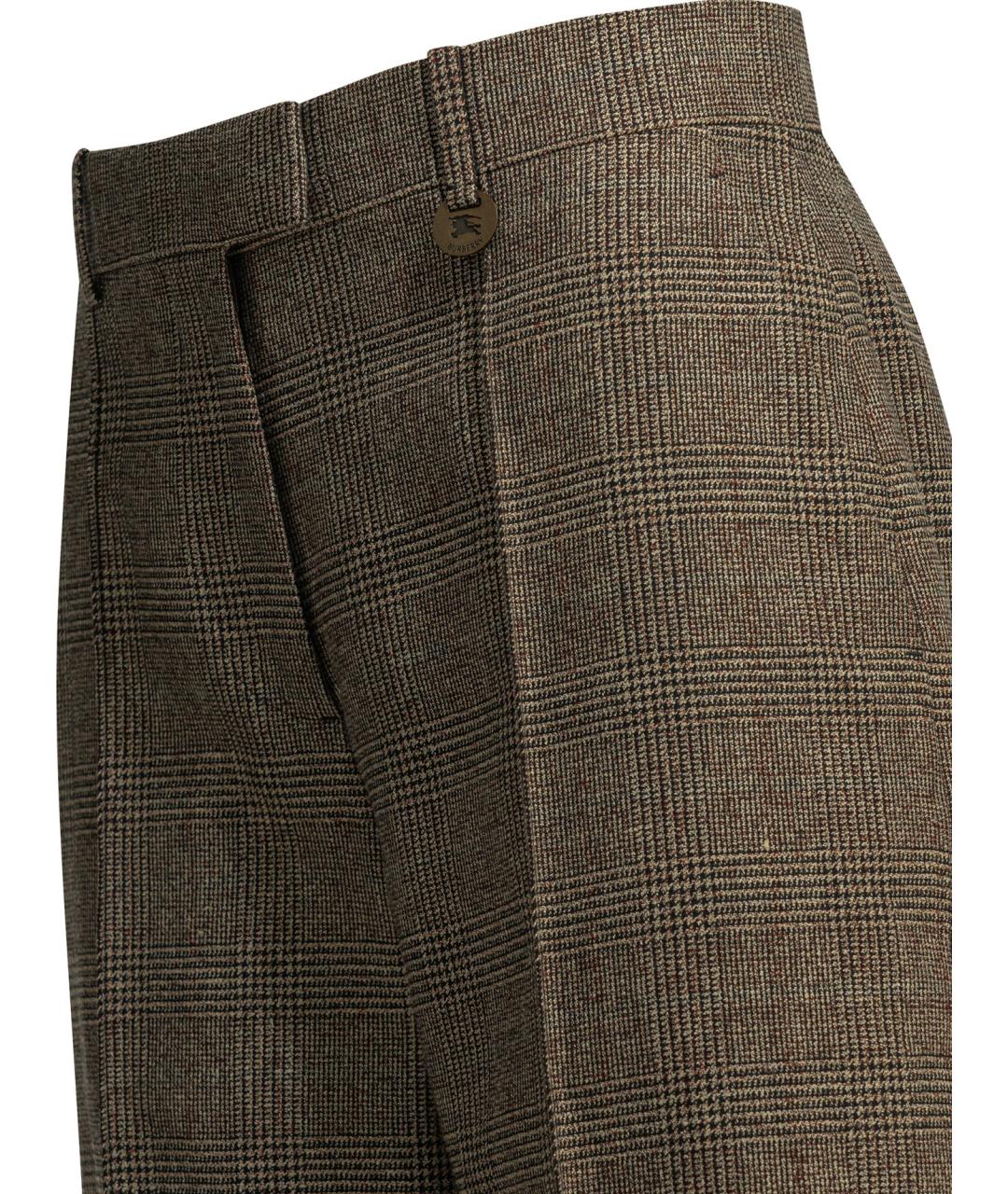 BURBERRY Коричневые шерстяные прямые брюки, фото 4