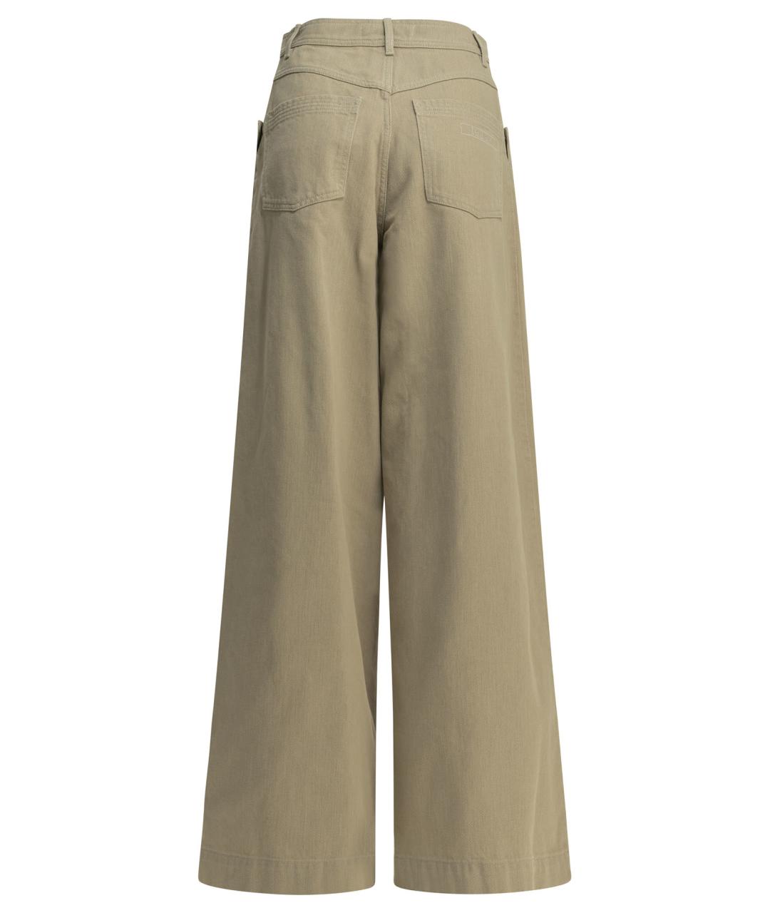 MAX MARA Бежевые хлопковые прямые брюки, фото 2